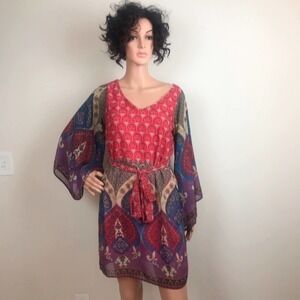 Multi colored bell sleeve dress             #029 0030